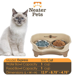 Neater Feeder Express food and water dishes for a tidy setup.