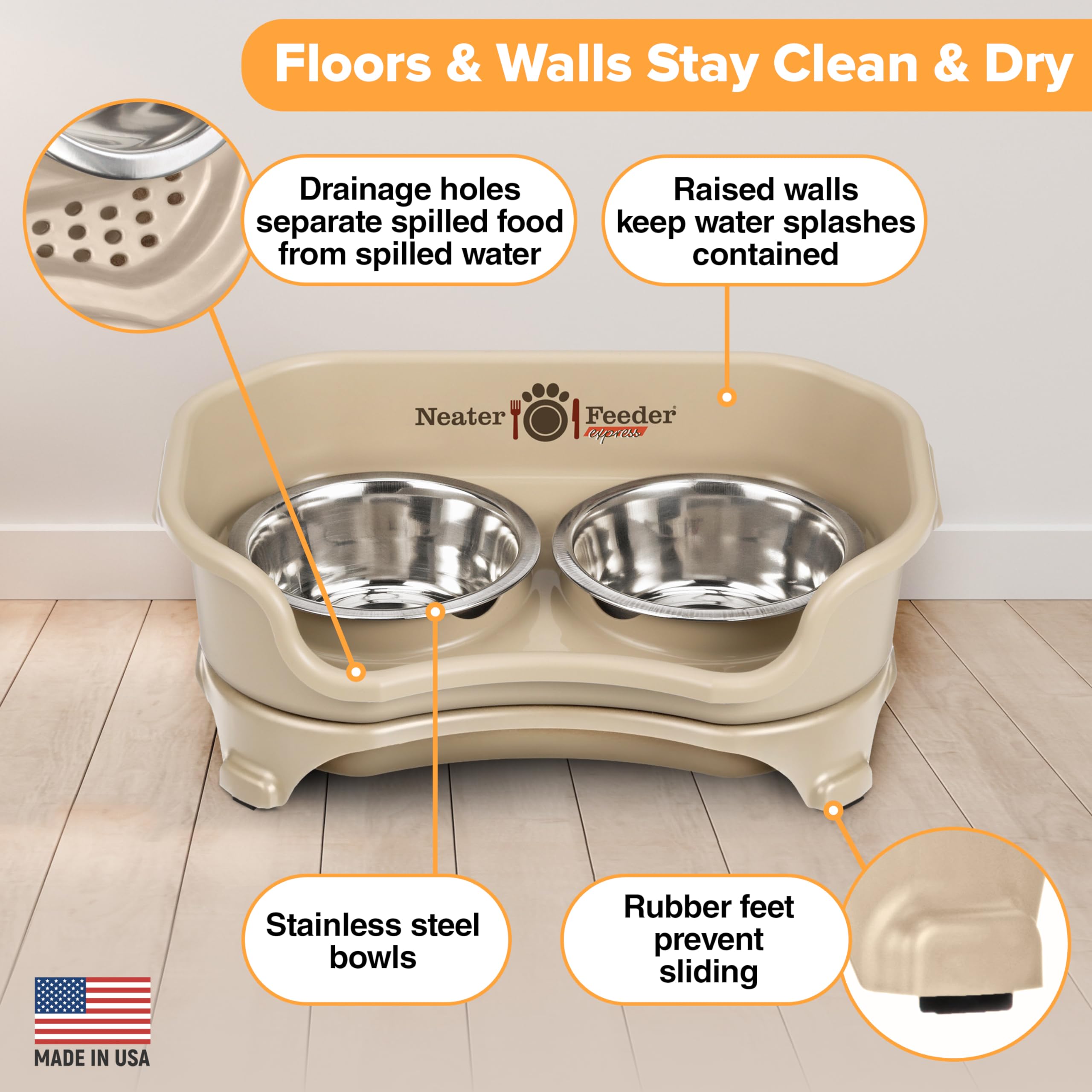 Neater Feeder Express spill-proof design keeps feeding area tidy