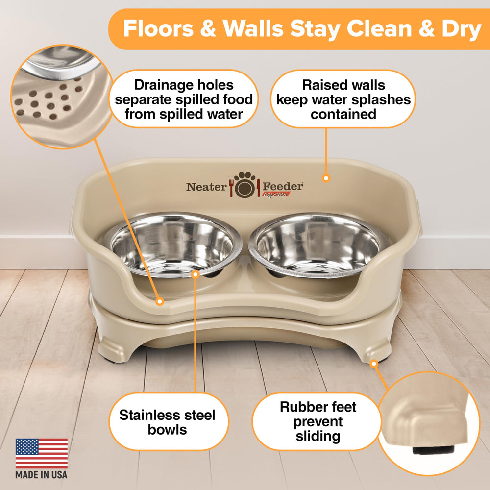 Neater Feeder Express spill-proof design keeps feeding area tidy