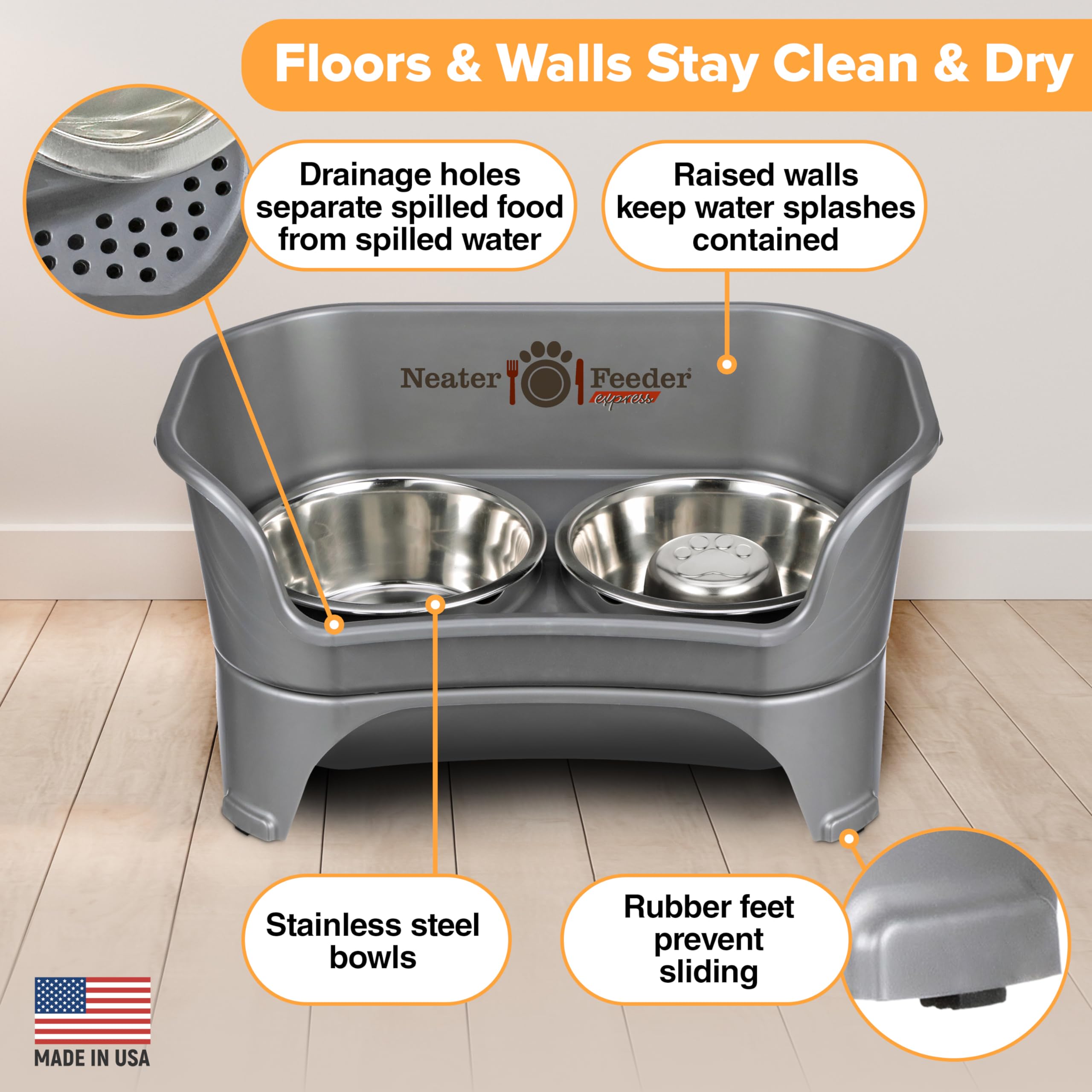 Non-slip feet prevent sliding during meals for steadier feeding sessions.