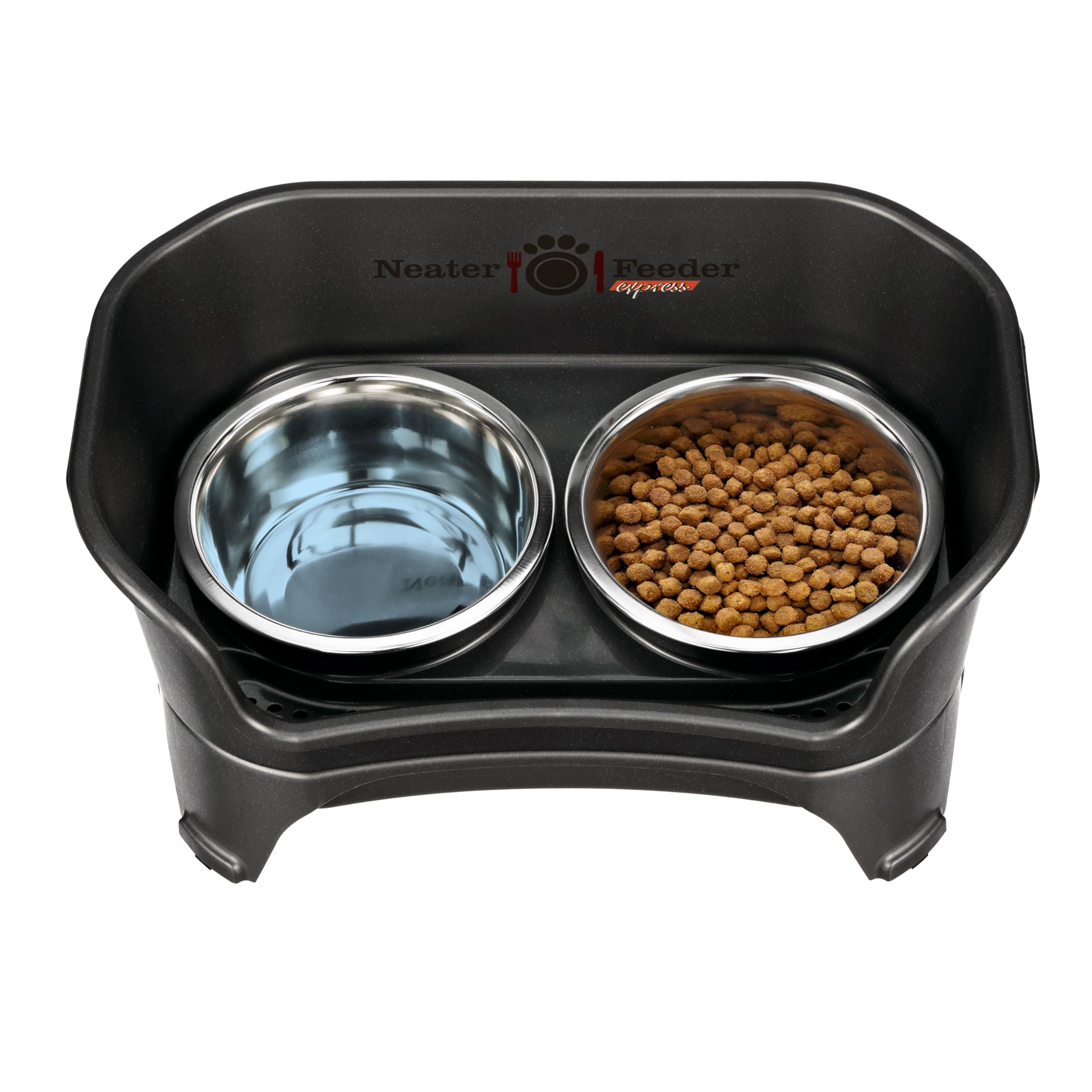 Neater Feeder Express patented design feature for mess-proof feeding station.