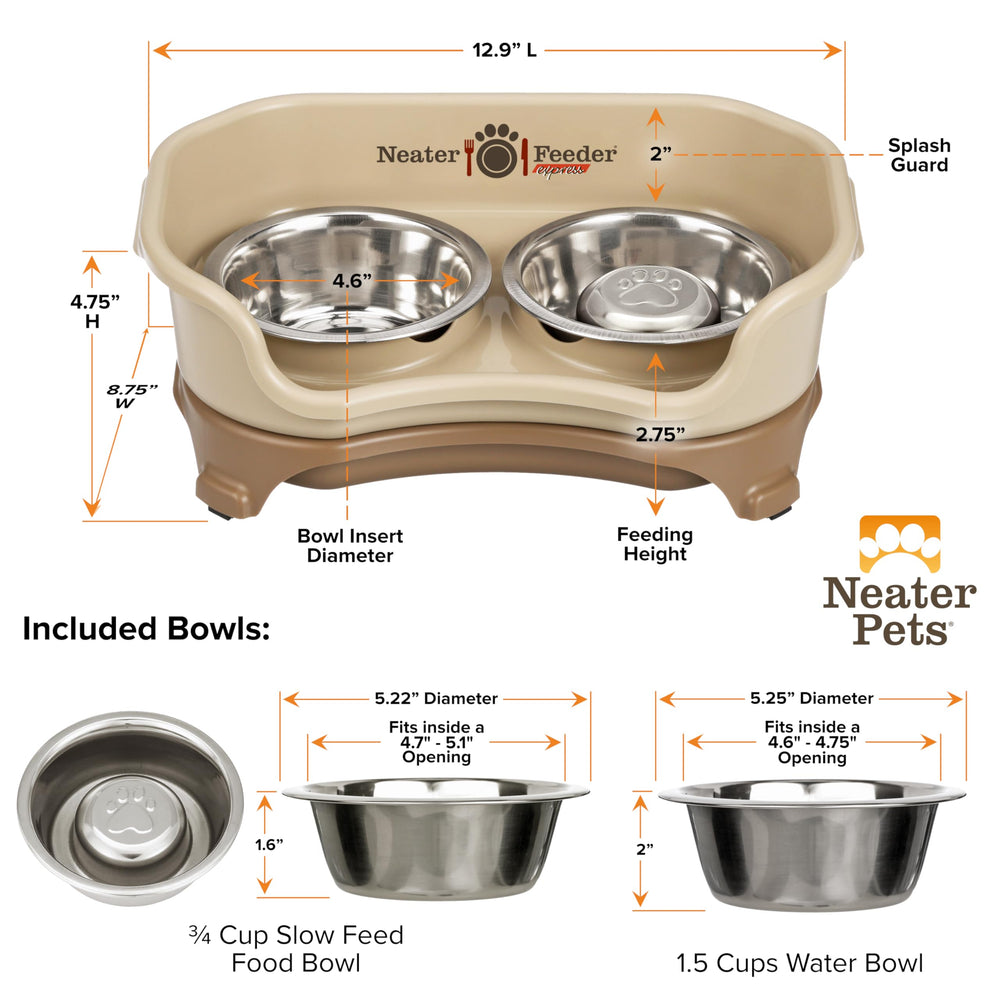 Neater Feeder Express compact small-dog setup fits under 18 pounds.