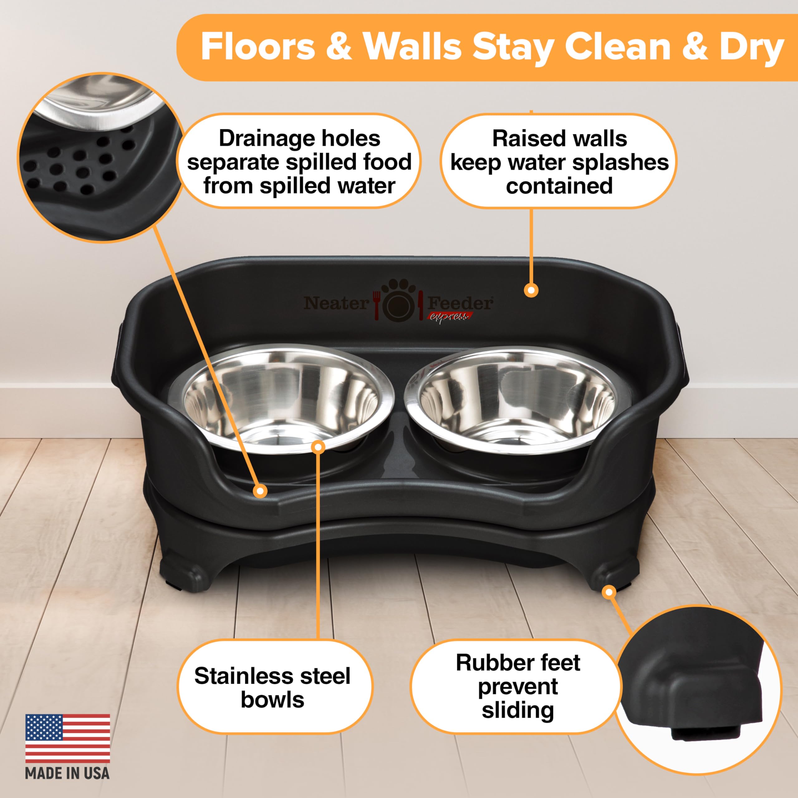 Neater Feeder Express stainless steel bowls built for durability and easy cleaning.