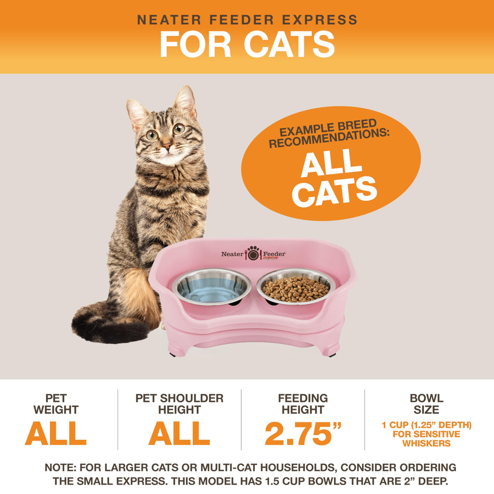 Neater Feeder Express stainless steel dishes for food and water are easy to clean.