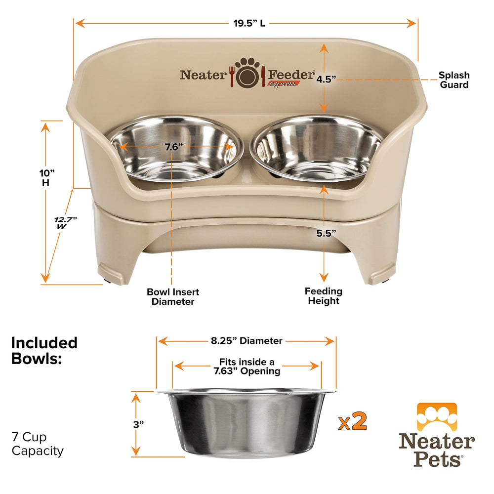Neater Feeder Express two bowls offer 7-cup capacity each for meals.