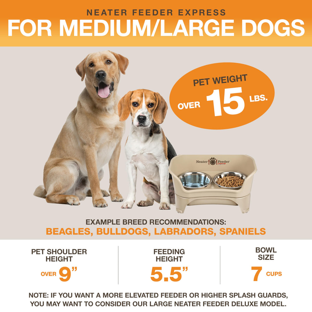 Neater Feeder Express USA-made stand provides a sturdy feeding base.