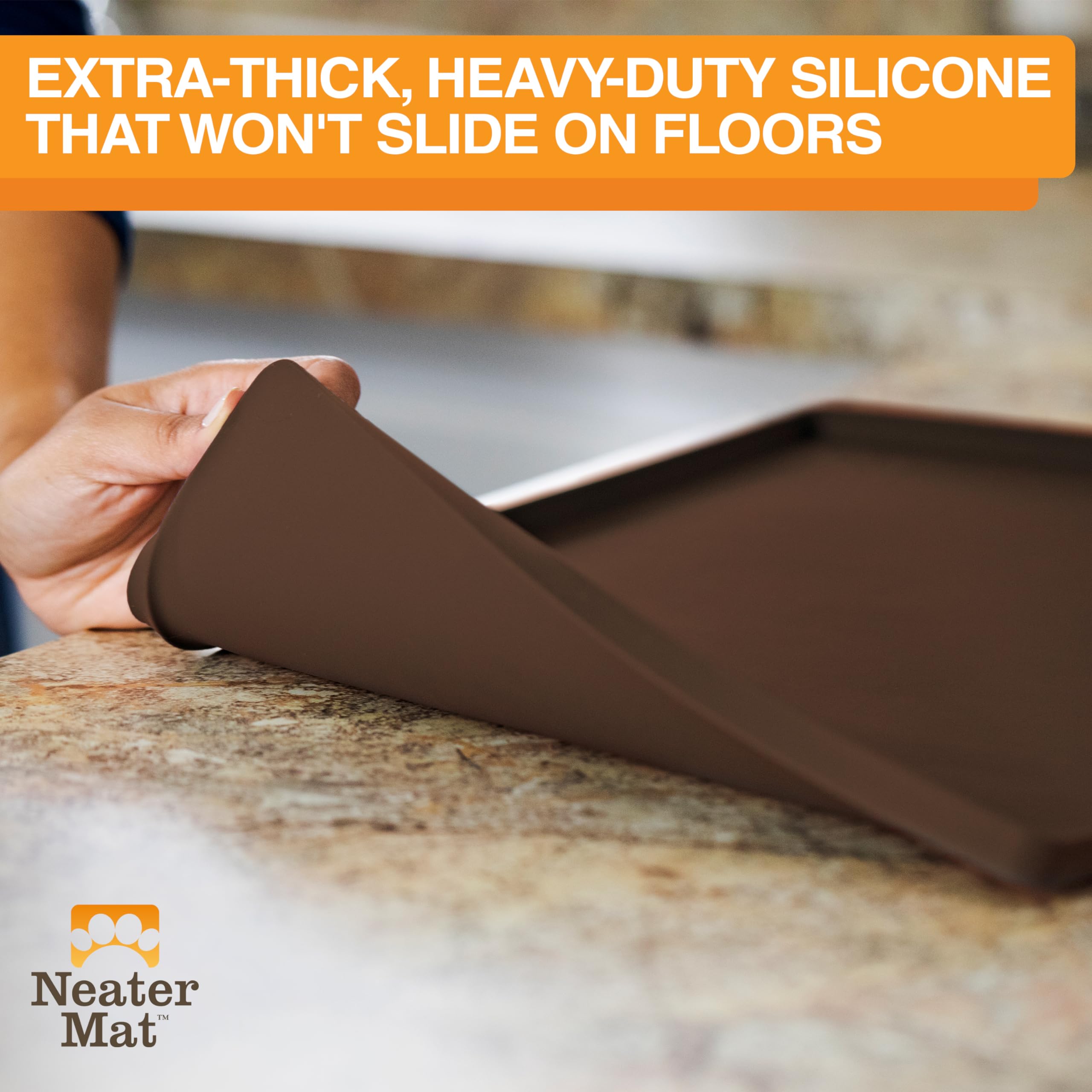 Neater Mat anti-slip bottom keeps bowls steady on the mat.