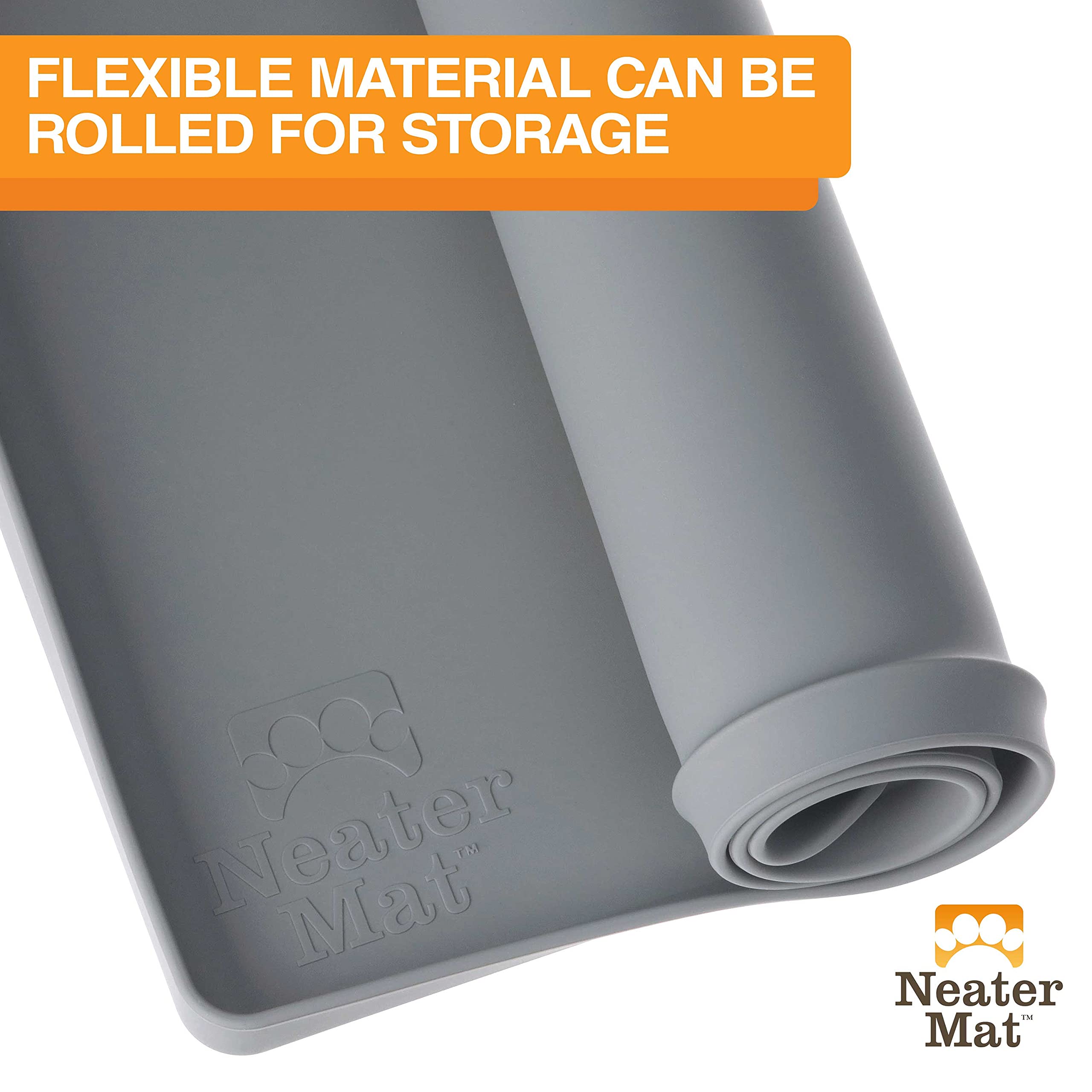 Neater Mat protects floors during daily pet feeding.
