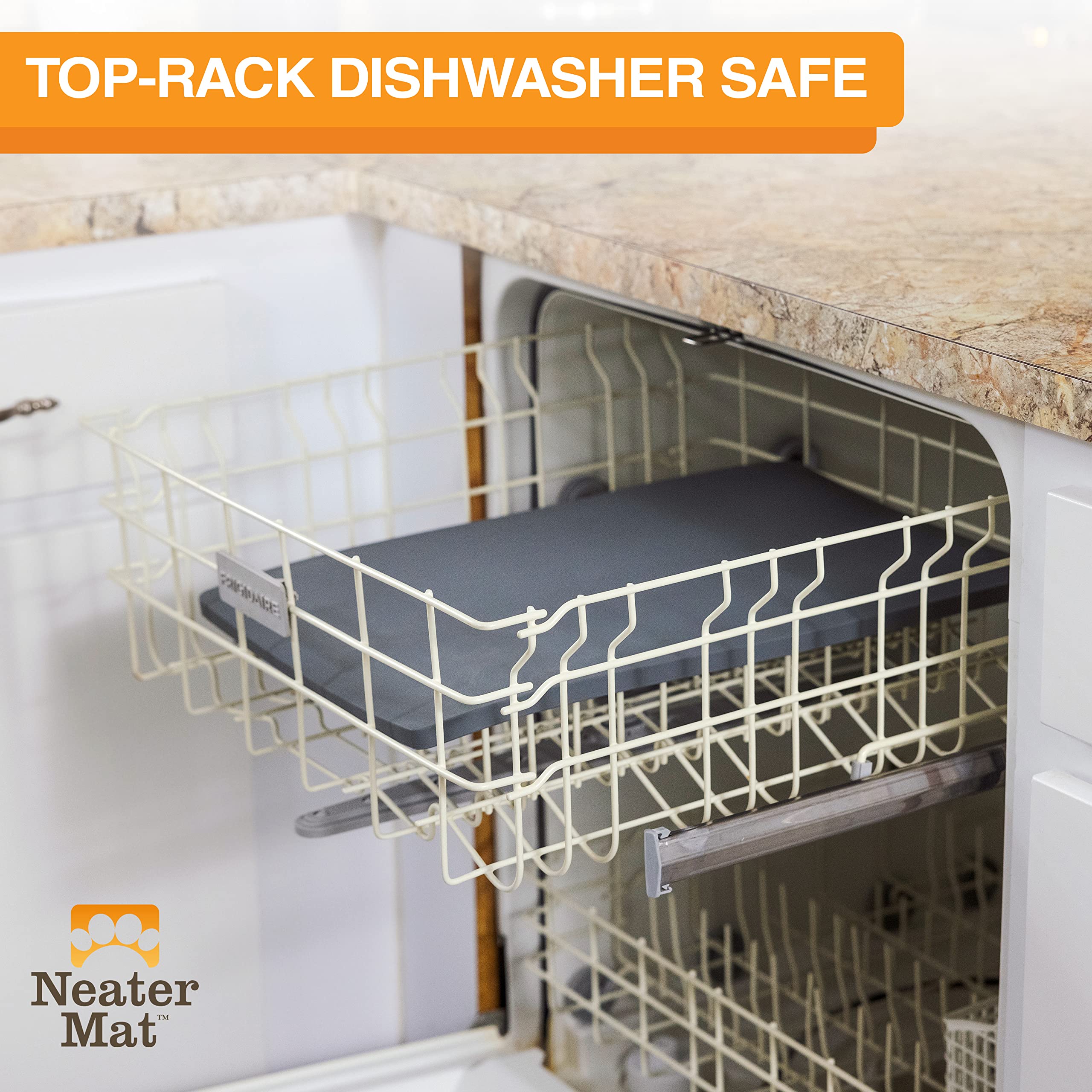 Neater Mat folds for storage or travel when needed.