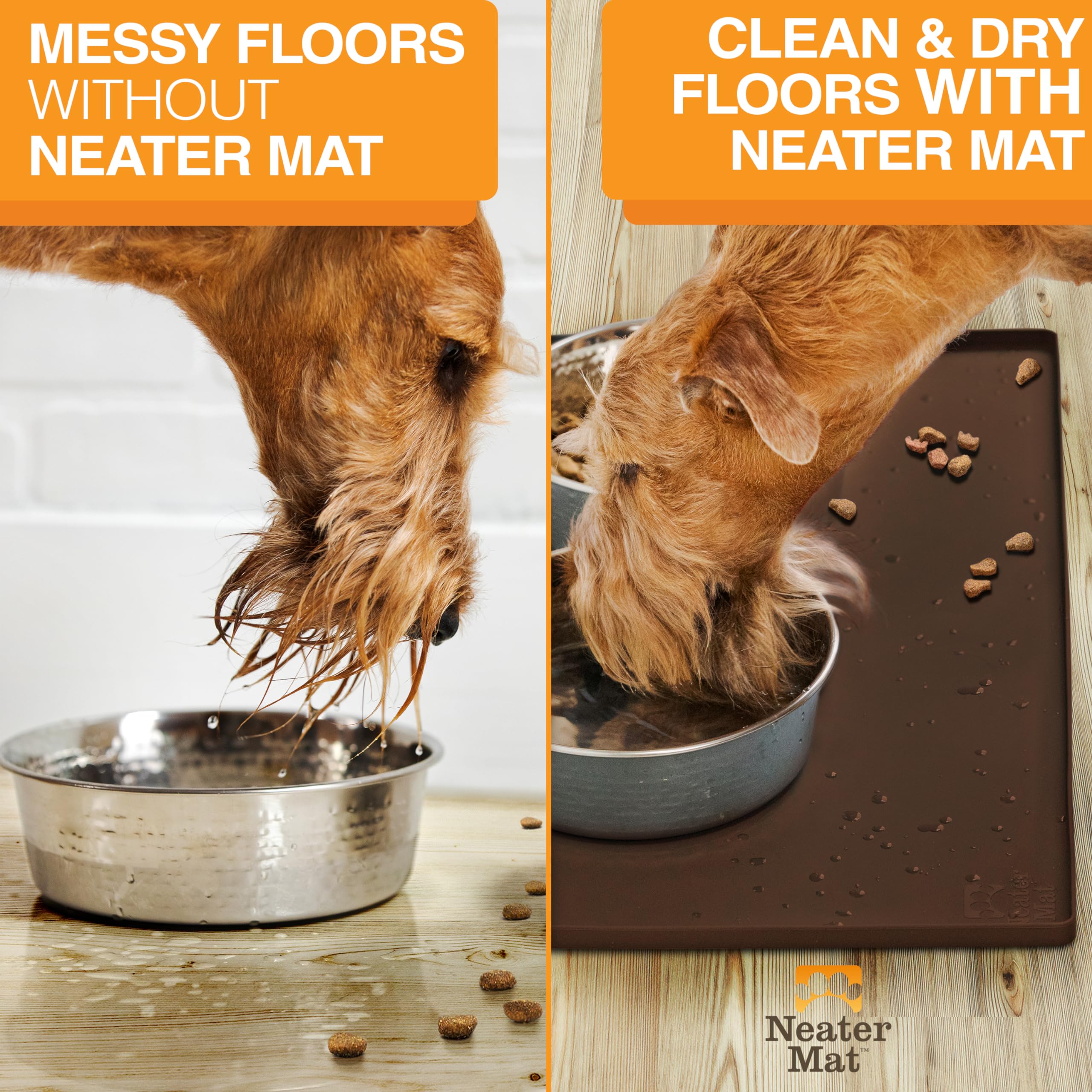 Neater Mat fits two bowls securely on its surface.