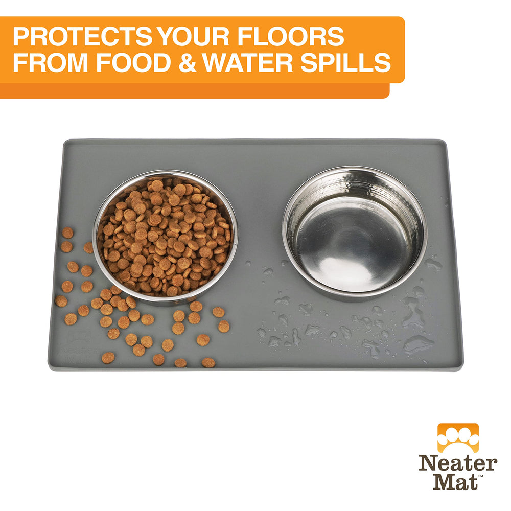 Neater Mat waterproof silicone shields floors from food and water.