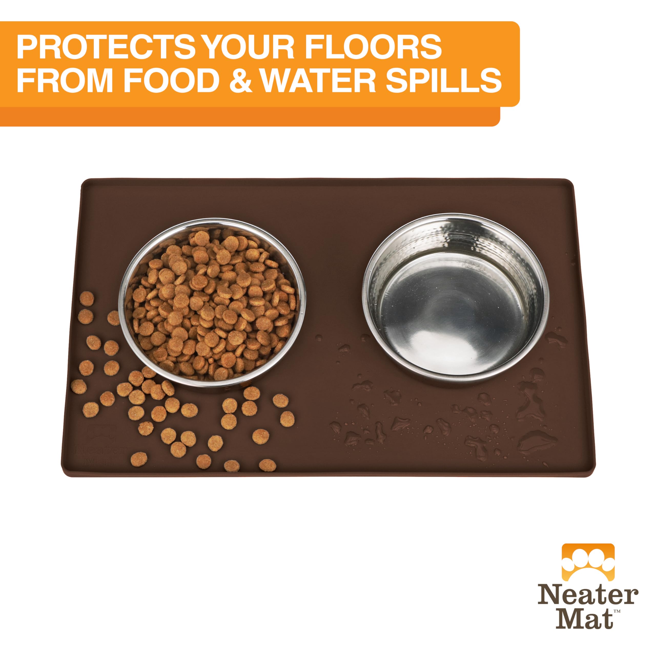Neater Mat's waterproof silicone shields floors during meals.