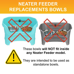 Dishwasher-safe Neater Pet Brands bowls for easy post-meal cleanup.