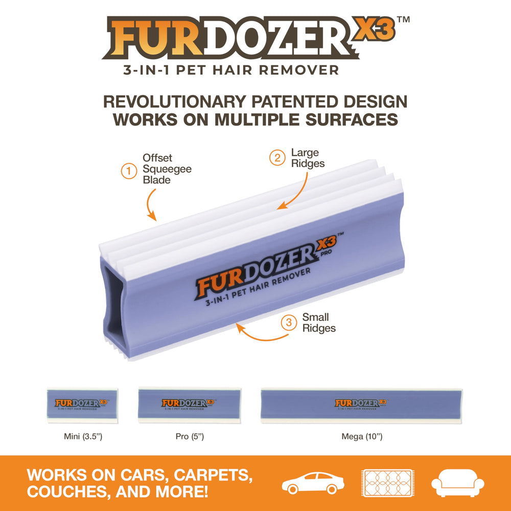 FurDozer in use on car interior showing crevice tool reaching tight gaps for detailing.