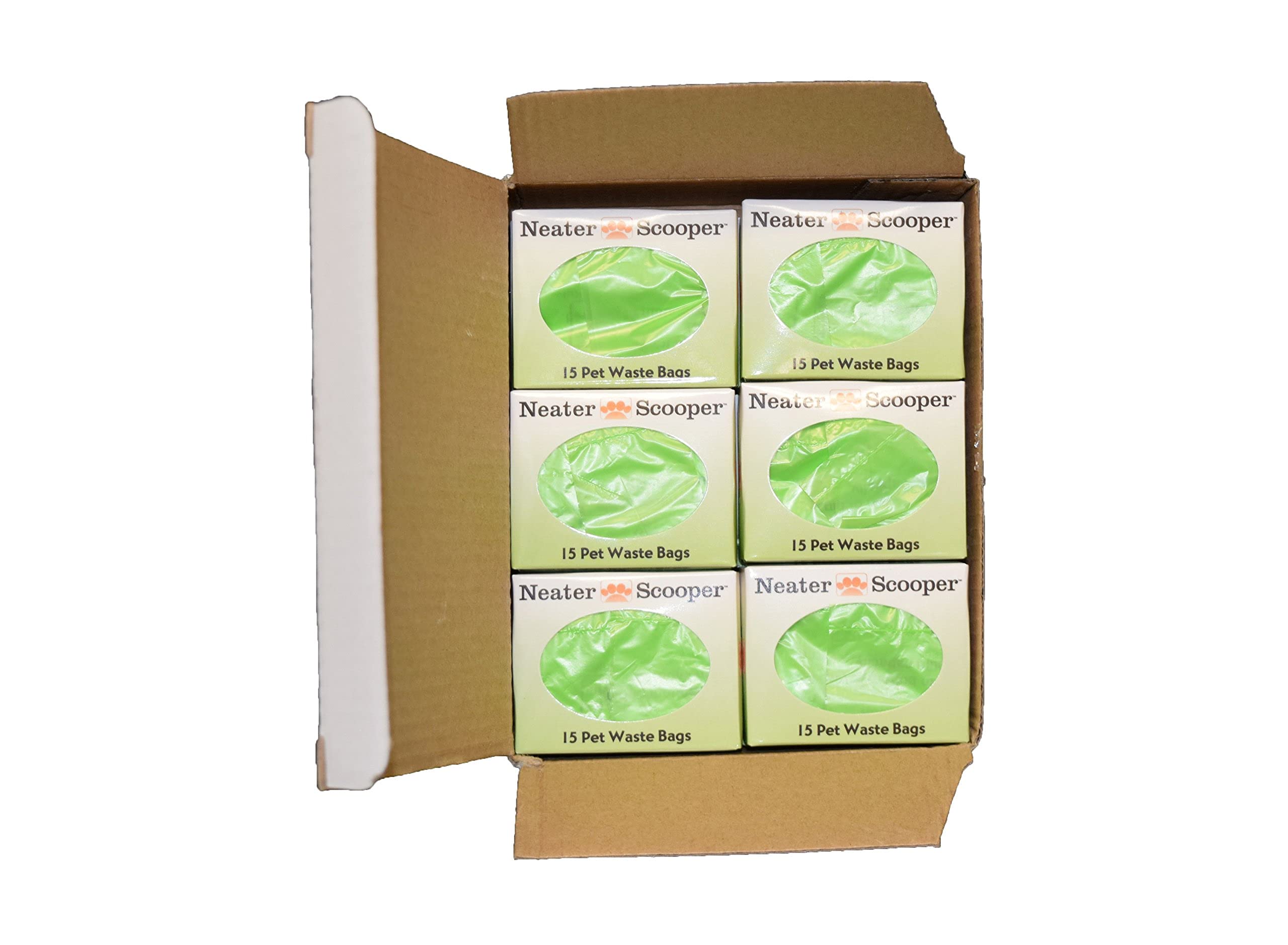 Neater Scooper green bags fit standard scoops and avoid interference.