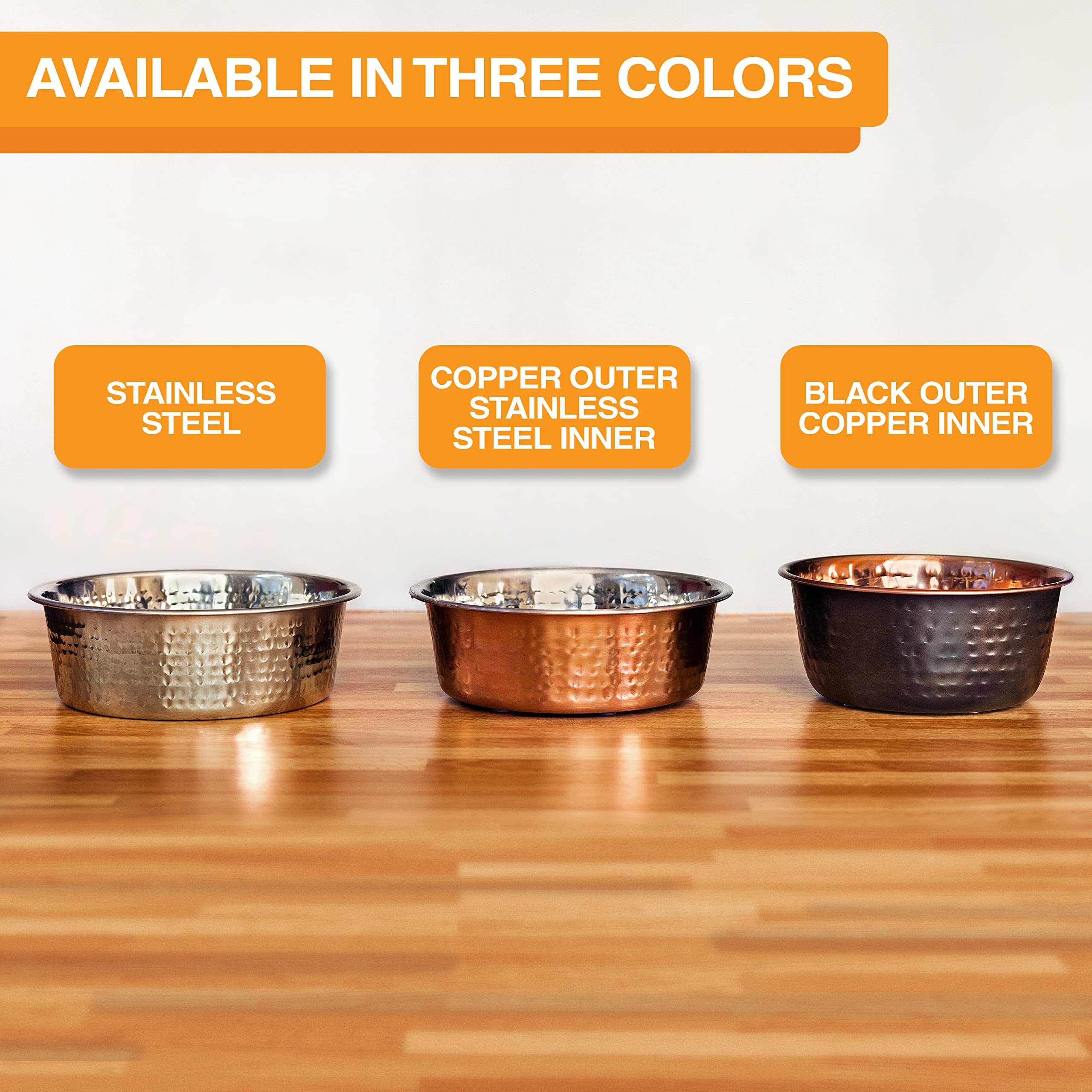 Neater Pet Brands mealtime scene shows elegant copper finish.