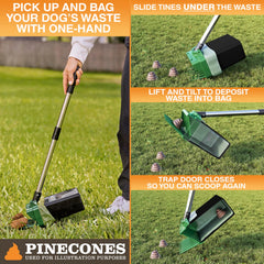Under-waste lift action shows Lift N’ Bag 2.0 collecting waste without smearing.