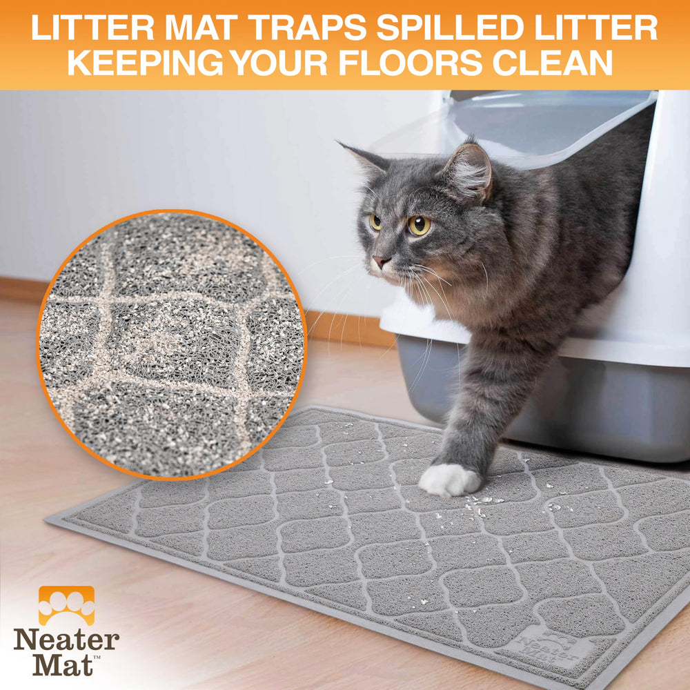 Deep grooves trap litter and reduce tracking at the litter box.