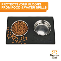 Neater Mat raised edge keeps spills contained around bowls.