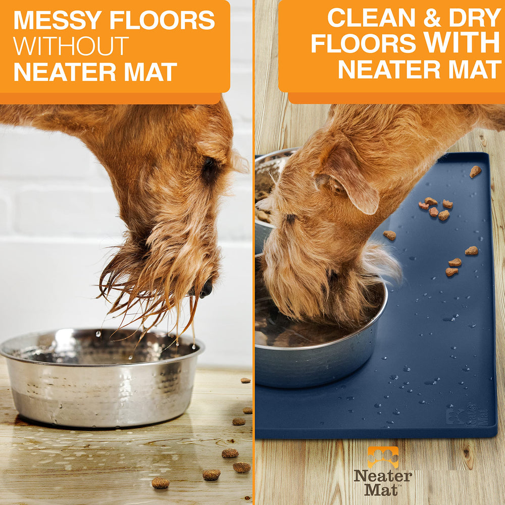 Neater Mat accommodates two bowls securely for shared meals.