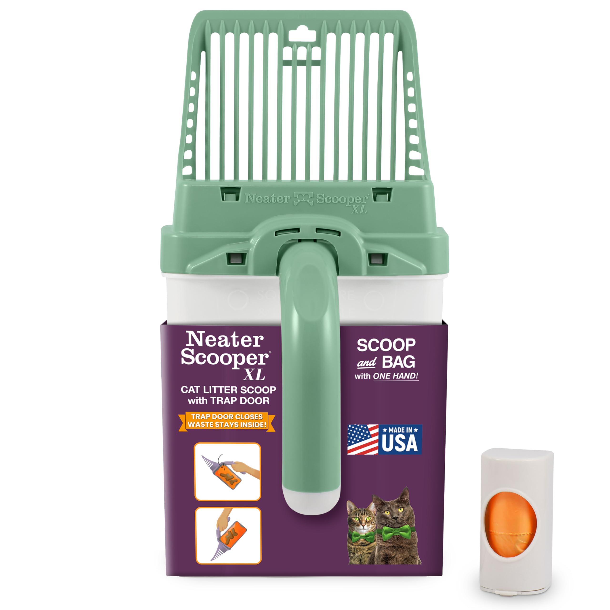 Neater Scooper XL with ergonomic handle enables one-handed litter cleaning