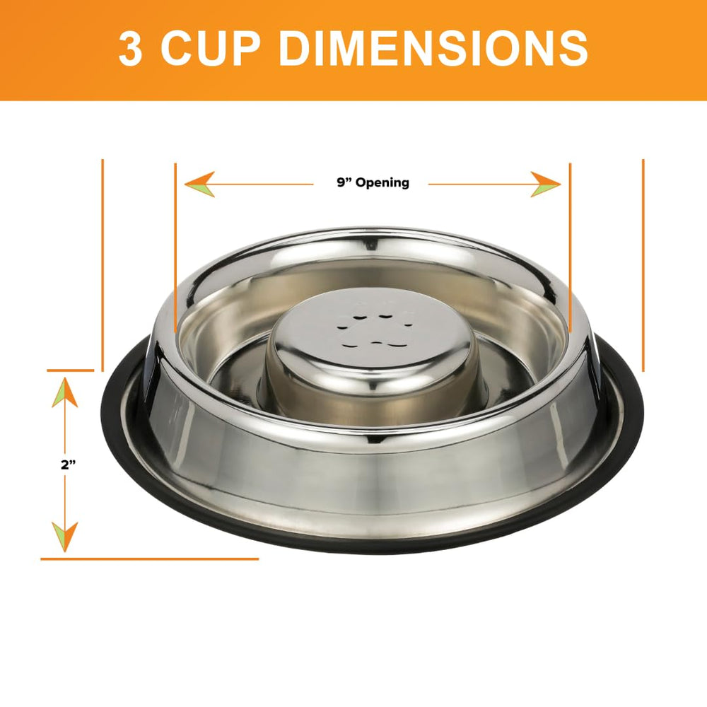 Neater Pet Brands slow feed bowl capacity 3 cups for wet or dry meals.