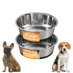 Neater Pet Brands stainless steel bowls with non-slip base stay put on hardwood floors.