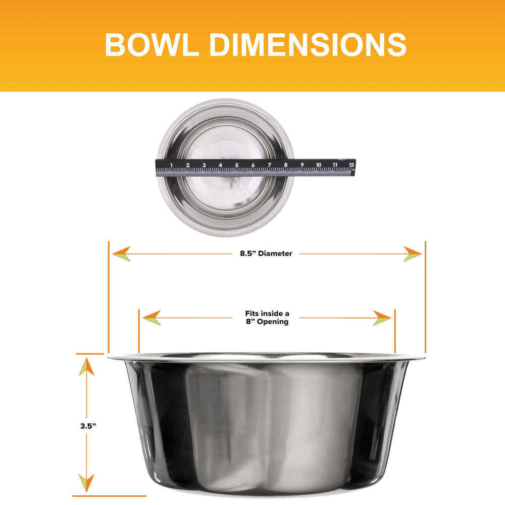 Two-pack stainless bowls ready for water and food use in large dog homes.
