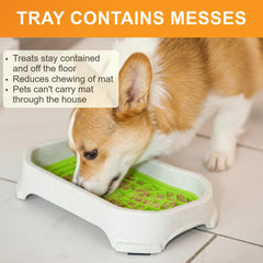 Neater Pets Neat-LIK lick mat in green supports slow feeding sessions.