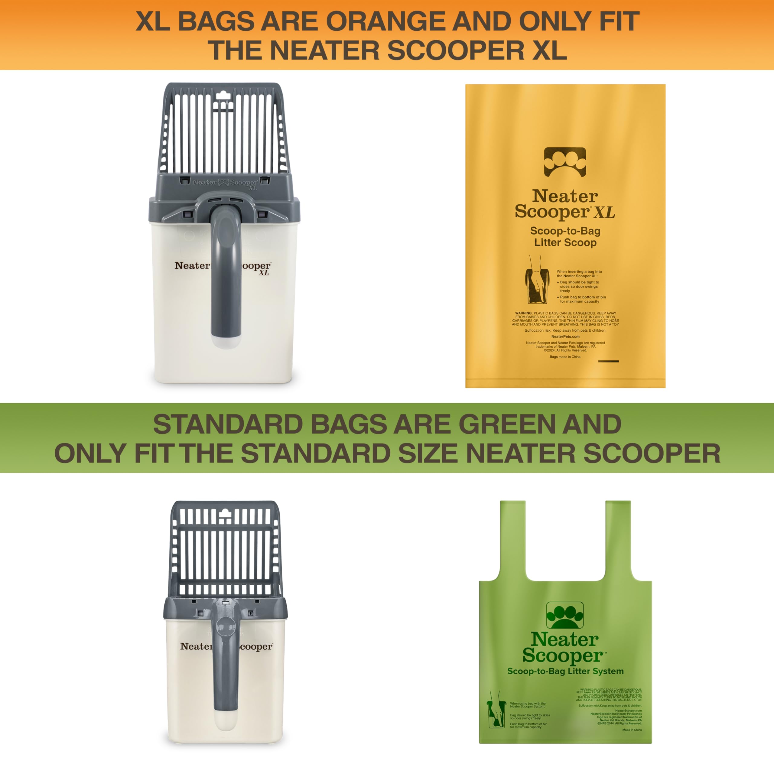 Neater Pets Neater Scooper XL leakproof bags for mess-free litter duties