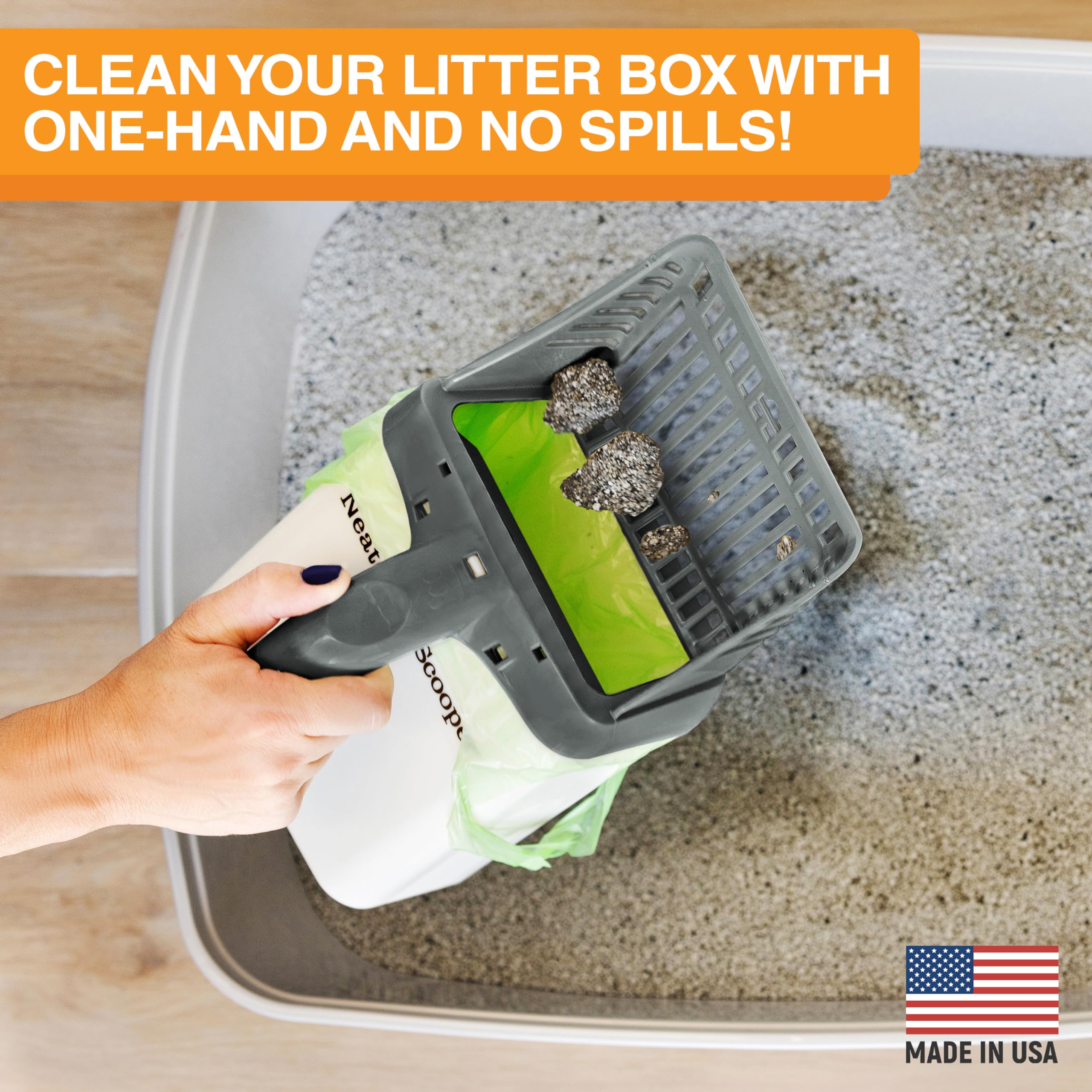 Neater Scooper durable plastic bin for long-lasting, easy cleaning.