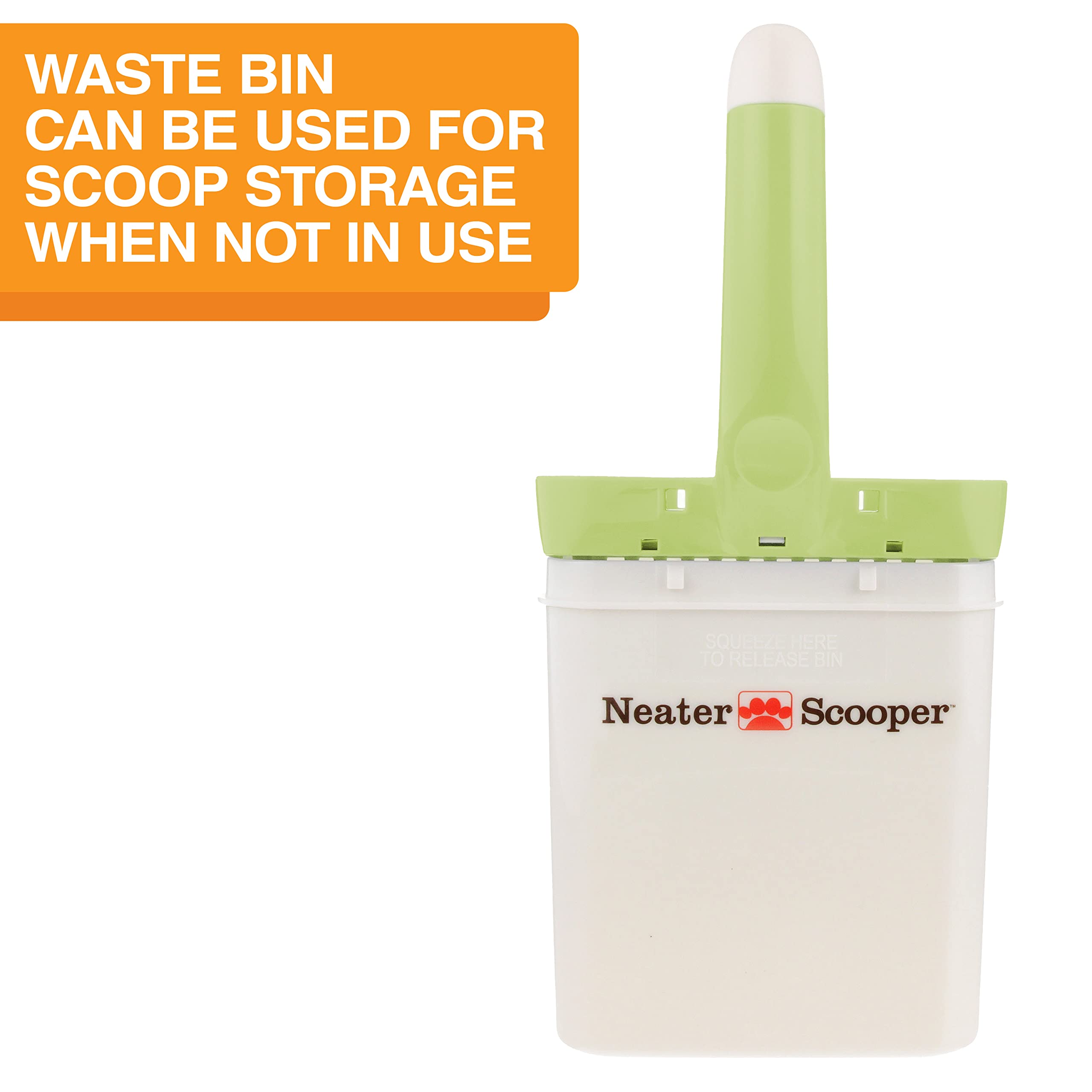 Neater Scooper flip-cap storage keeps the system tidy between uses