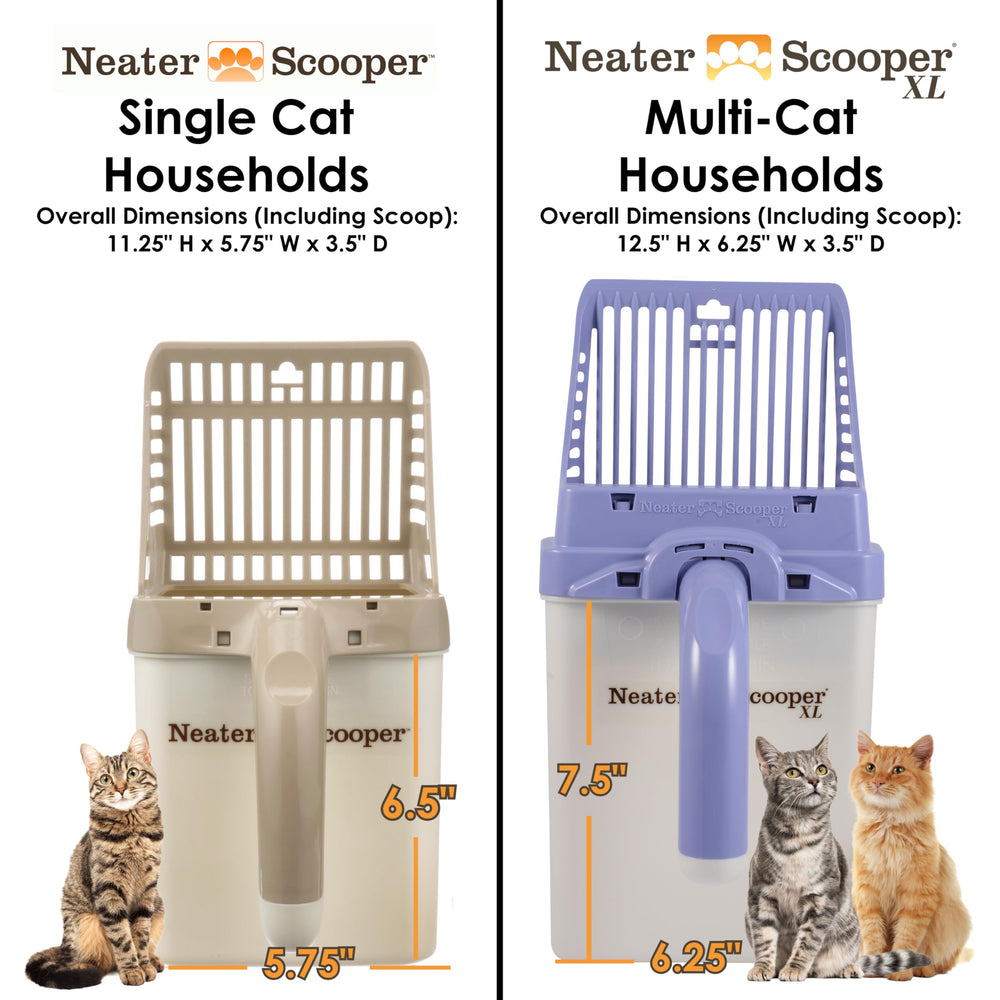 Neater Scooper XL internal bin storage for tidy, compact setup.