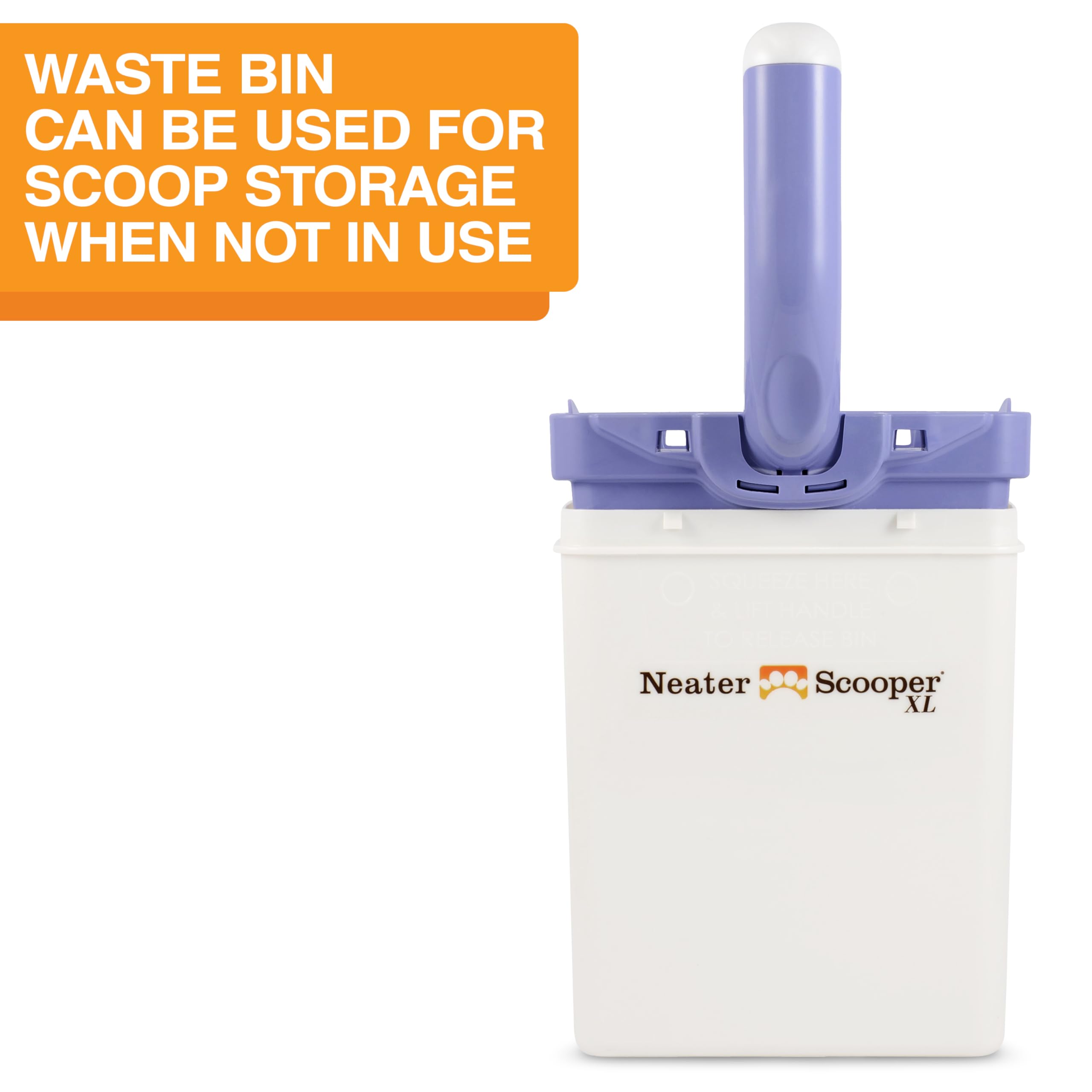 Scoop can be stored inside the bin for a tidy setup