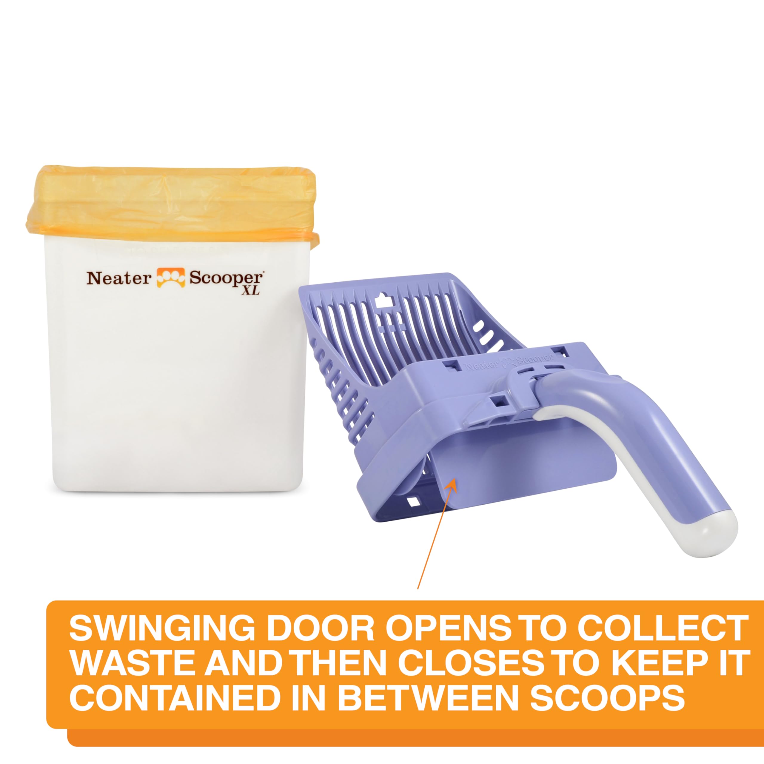 Neater Scooper XL wide opening and quick-sift design for large clumps.