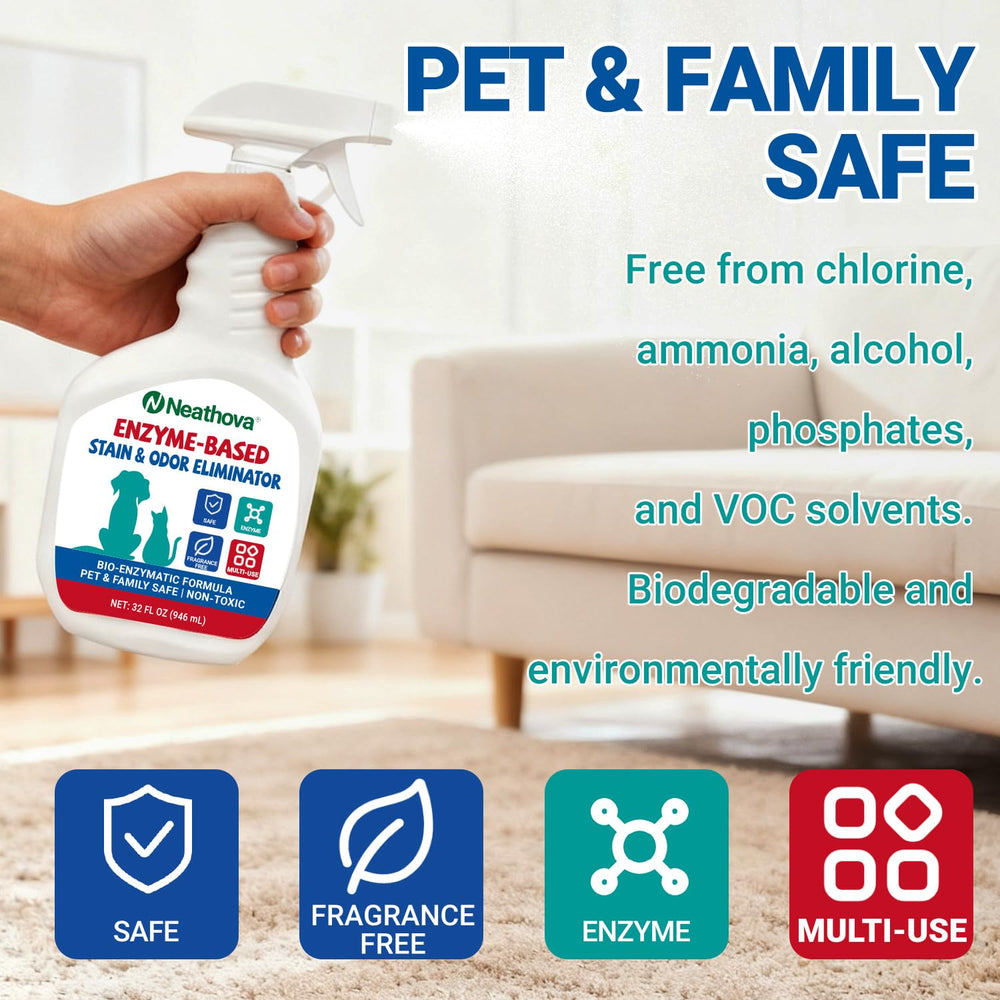 Neathova furniture-cleaner: safe on fabrics, leaving a fresh, residue-free finish.