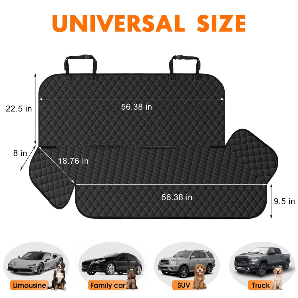 NECKORY backseat cover anti-slip design with anchors keeps dogs secure.