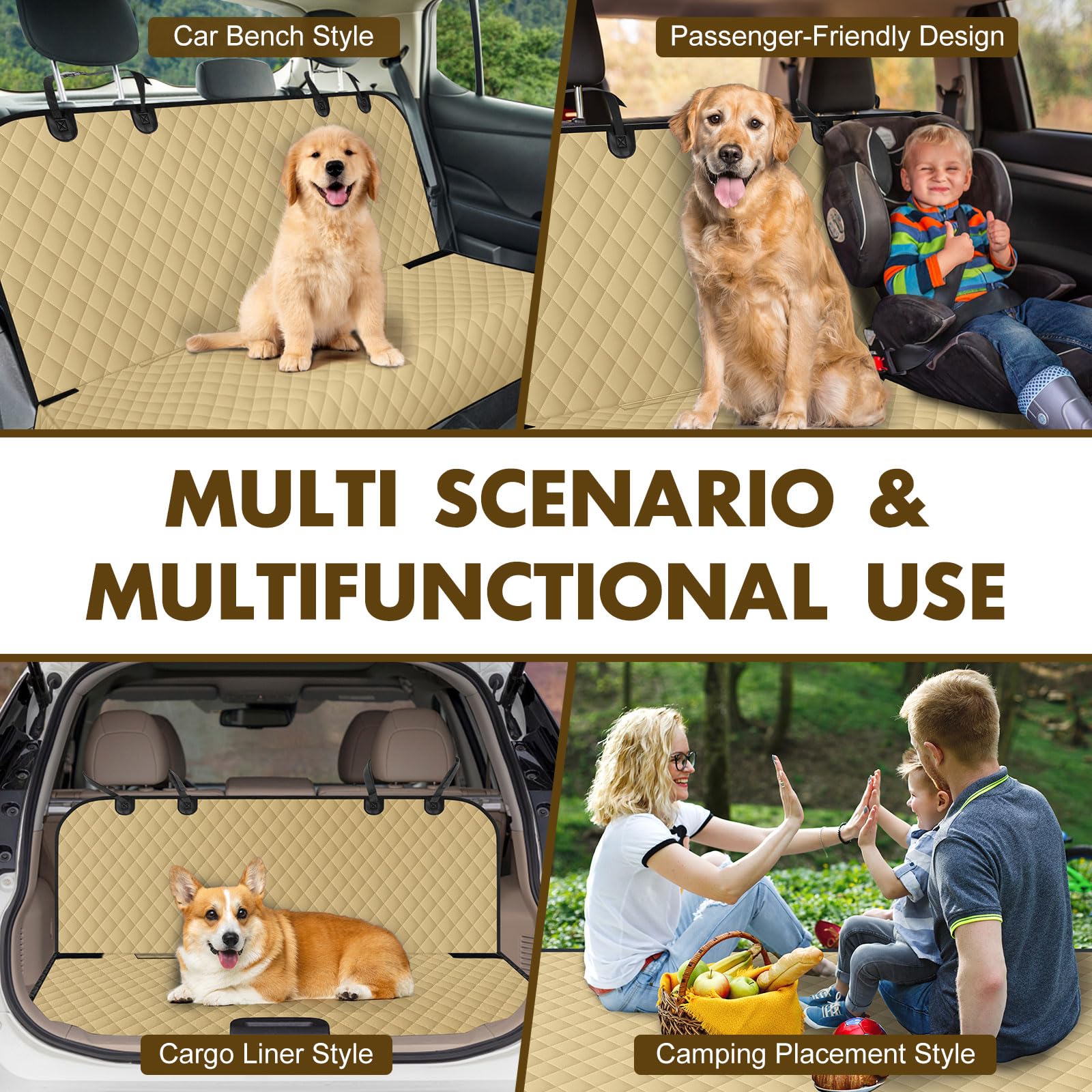 NECKORY backseat cover side-elastic bands secure the cover for active dogs.