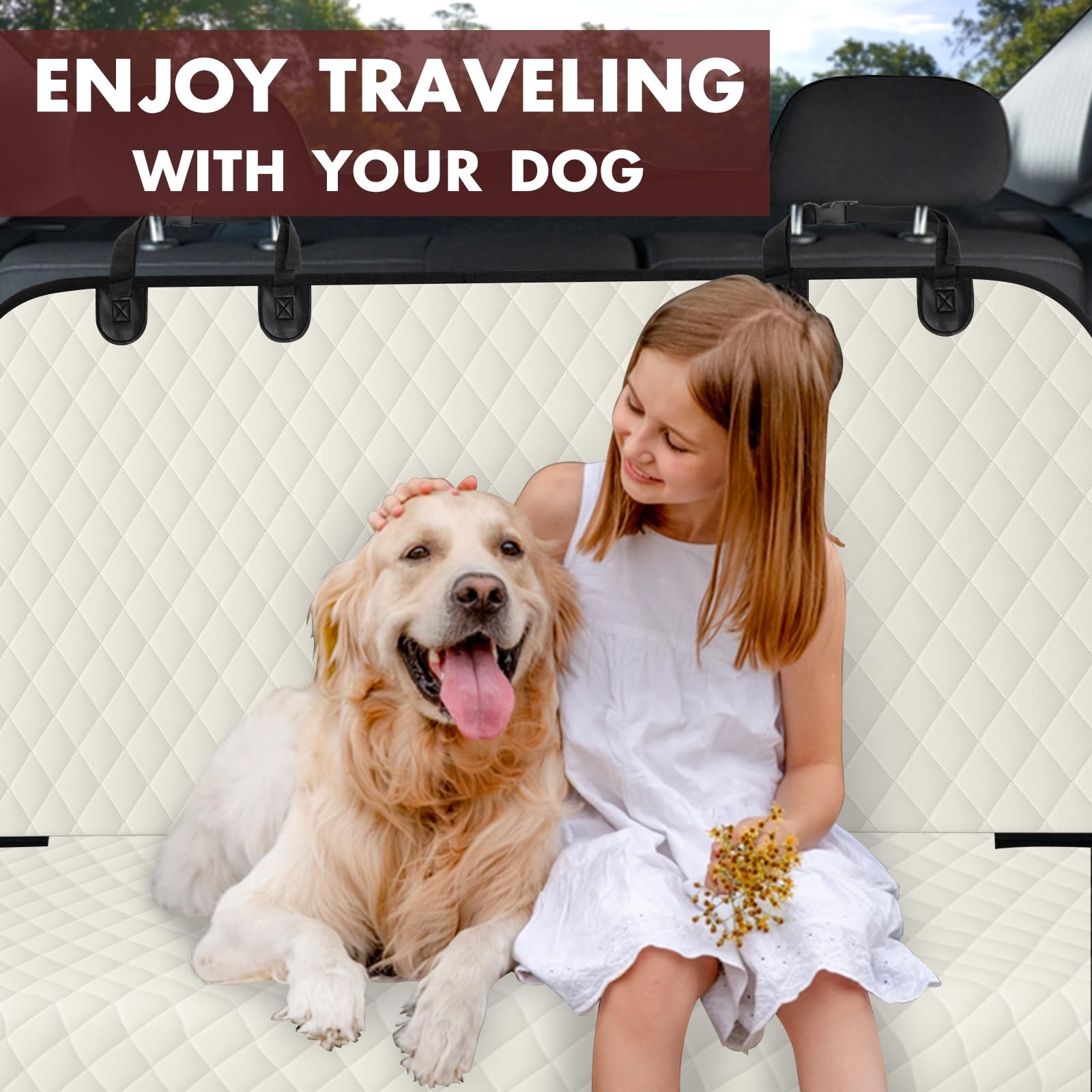 NECKORY backseat cover easy to clean with damp cloth or vacuum