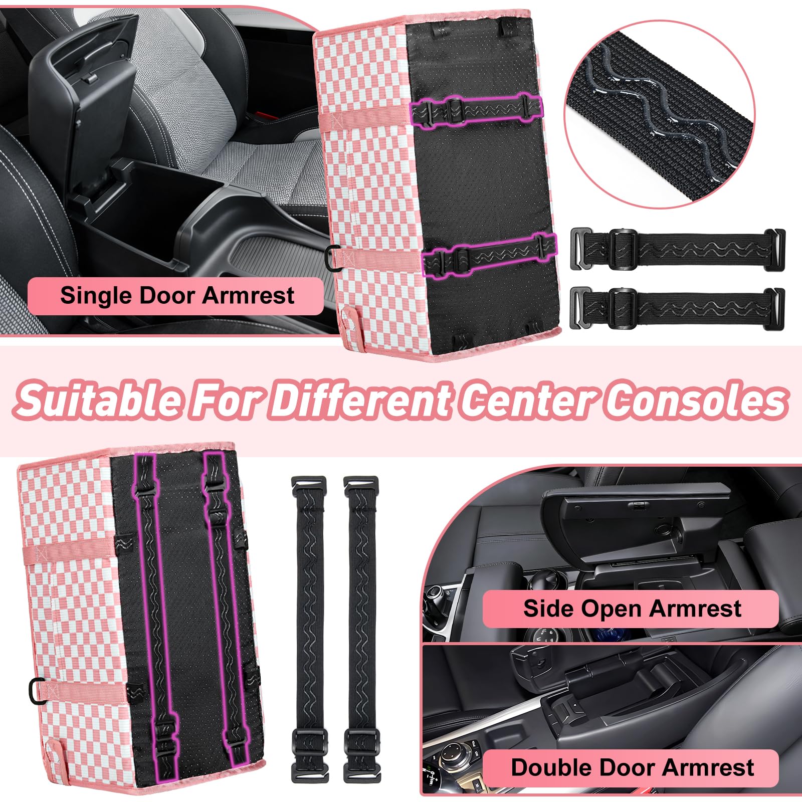NECKORY Console Dog Seat side straps secure to headrests for steadier travel.