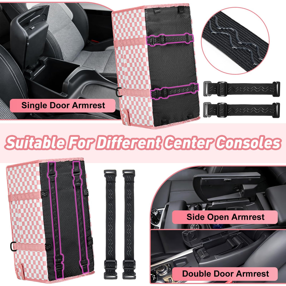 NECKORY Console Dog Seat side straps secure to headrests for steadier travel.