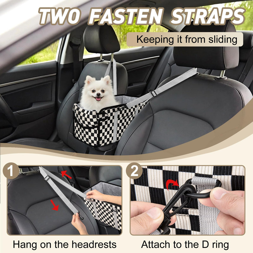 NECKORY seat features soft velvet edge for pet comfort during trips.