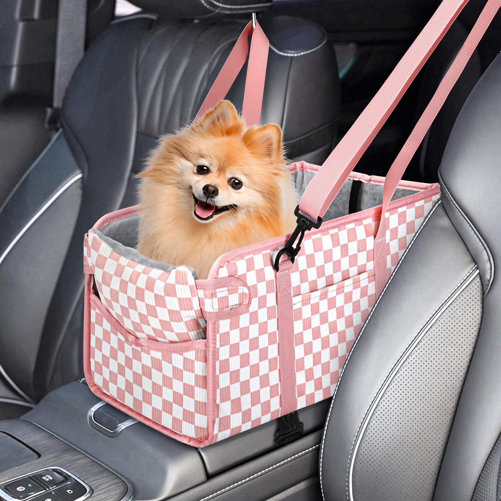 NECKORY Console Dog Seat velvet edge closeup for cozy rides with small dogs.