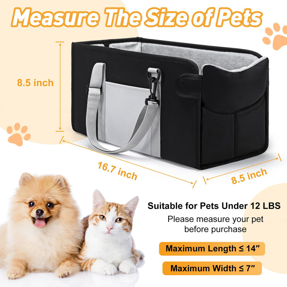 NECKORY dog car seat with safety leash secures pet during travel.