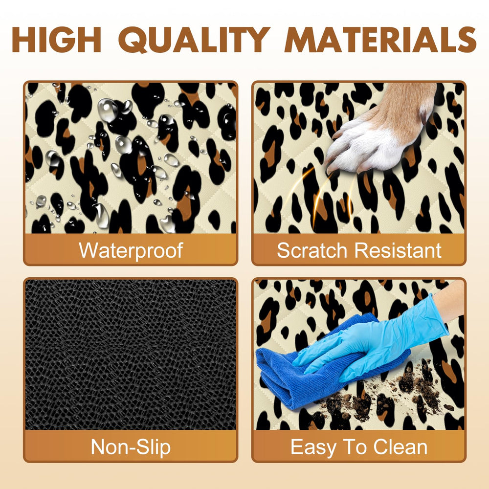 NECKORY dog seat protector highlights scratch-resistant surface for interiors.