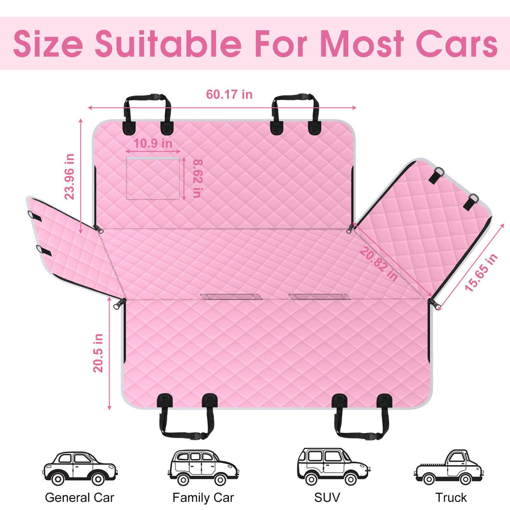NECKORY dog seat cover with side wings protects door edges during travel.