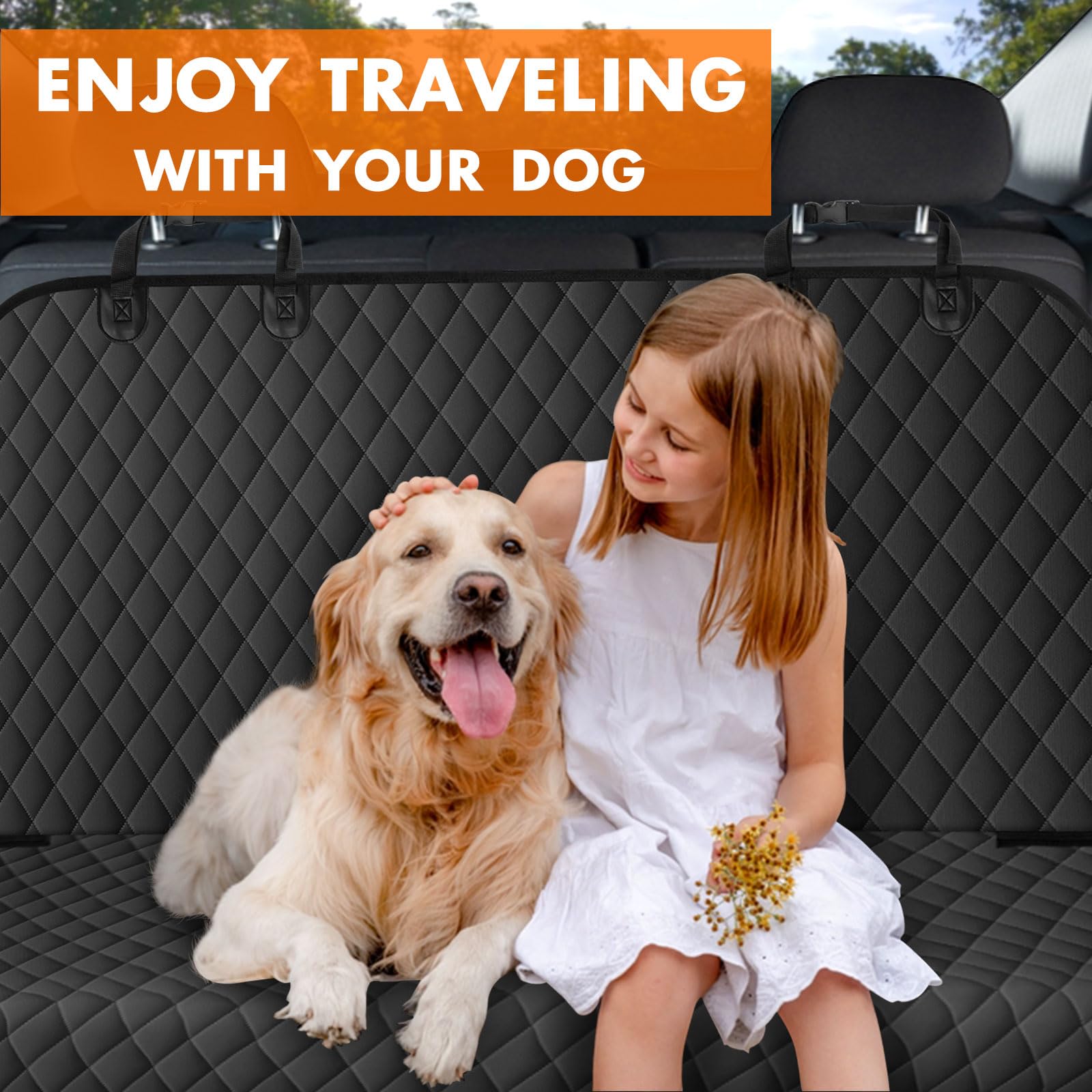 NECKORY universal-fit backseat dog cover adapts to sedans, trucks, and SUVs.