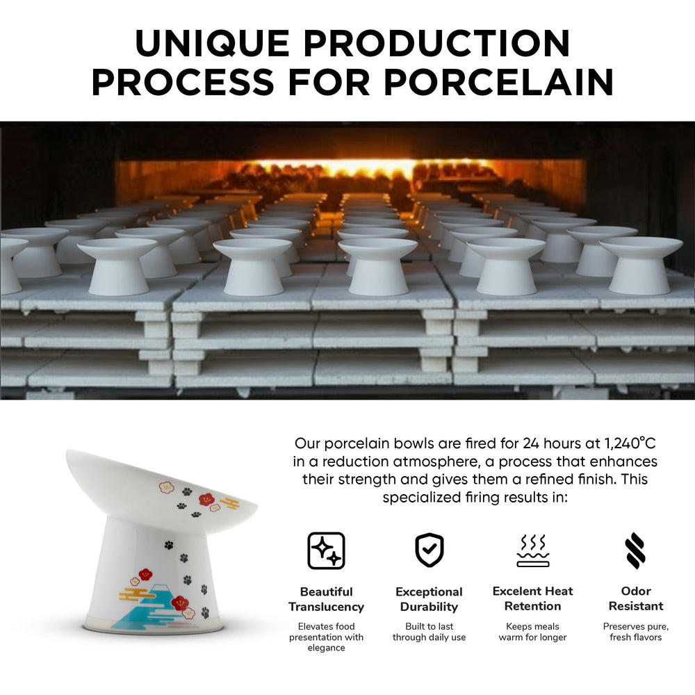 Necoichi stable anti-slip base helps prevent tipping during meals