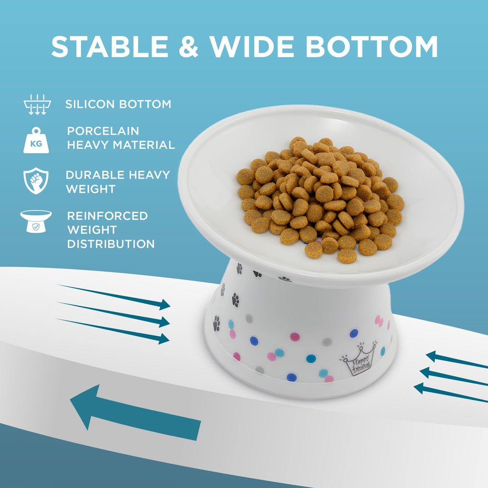 Necoichi raised bowl ideal for flat-faced cats and seniors.
