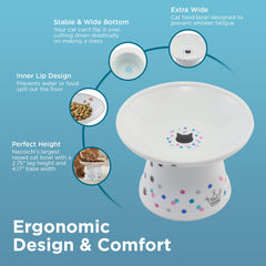Necoichi ceramic bowl is microwave and dishwasher-safe for easy cleaning.